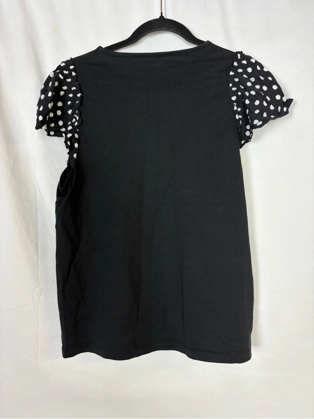 kate spade Black Top with Polka Dot Puff Sleeves